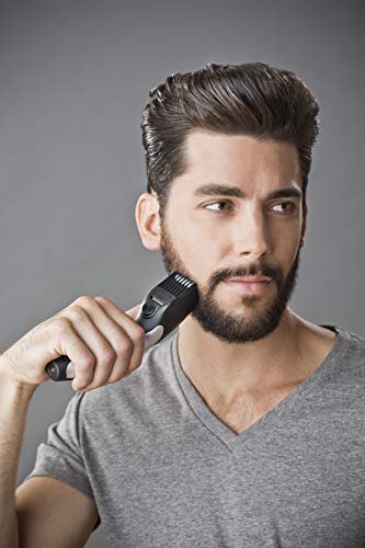 Remington Recortadora de Barba Ceramic Beard - Barbero, Cuchillas Cerámica, 9 Ajustes de Longitud, Uso Con o Sin Cable, Autonomía de 90 min, Negro/Blanco, MB320C