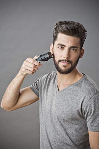 Remington Recortadora de Barba Ceramic Beard - Barbero, Cuchillas Cerámica, 9 Ajustes de Longitud, Uso Con o Sin Cable, Autonomía de 90 min, Negro/Blanco, MB320C