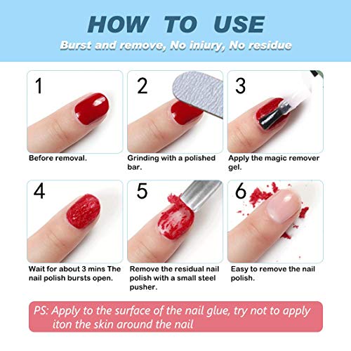 Removedor de esmalte de uñas, quitar el esmalte de uñas de gel en 2-3 minutos, no necesita papel de aluminio, removedor de esmalte rápido y fácil, remojo o envolver (1 unidad)