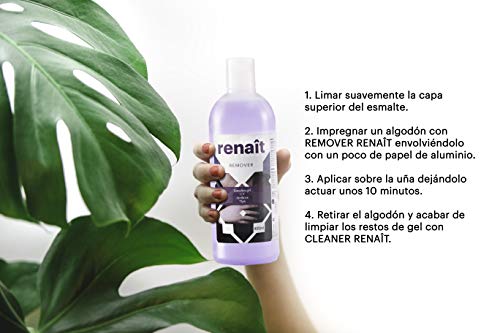 Remover Renaît 400ml. Quitaesmalte profesional con acetona para esmaltes semipermanentes y manicura tradicional.
