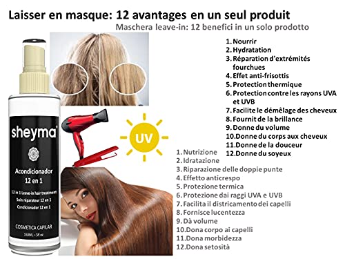 Reparador Acondicionador 12 en 1: Mascarilla sin aclarado (12 beneficios en 1 producto): pelo sedoso y radiante inmediato 150ml.