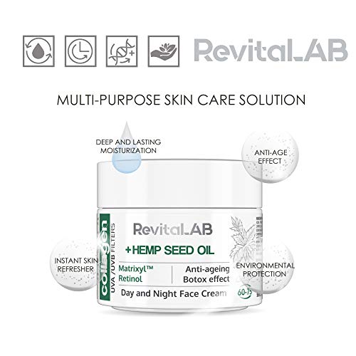 RevitaLAB +Hemp Seed Oil Crema Facial Antiedad Dia y Noche, 50 ml
