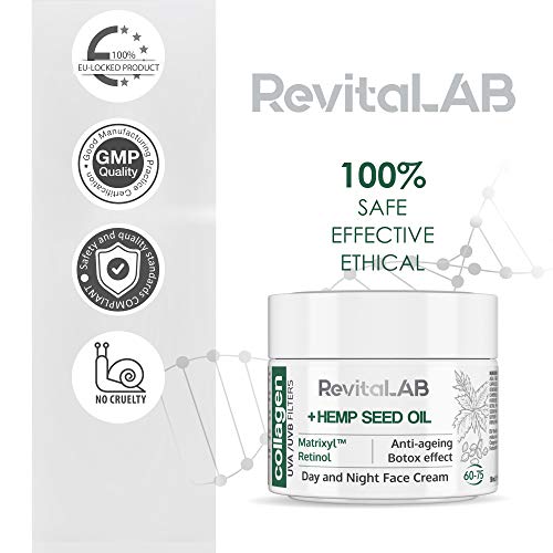 RevitaLAB +Hemp Seed Oil Crema Facial Antiedad Dia y Noche, 50 ml