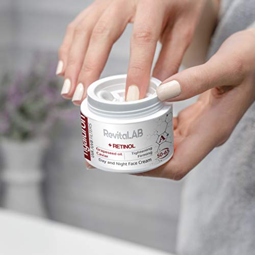 RevitaLAB Hyaluron Anti-Aging Day and Night Cream, Enriched with Retinol, Caviar and Red Grape for Ages 50 - 65, 50 ml (multipack)