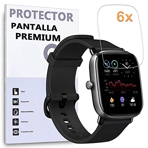 REY 6X Protector de Pantalla para AMAZFIT GTS 2 Mini - BIP U Pro - BIP U, (Pack 6)