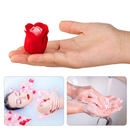 Richaa 12 Piezas de Flores de jabón, pétalos de jabón de baño perfumados de Rosa Hechos a Mano de Hoja de Oro de 24 Quilates para la Boda del día de la Madre del día de San Valentín