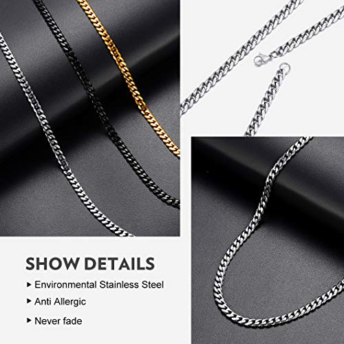 Richsteel Collar Corto Boys Necklace Cadena Cubana Mujer Hip Hop Collar eslabon 3mm Ancho 46cm Largo, Gratis Caja de Regalo