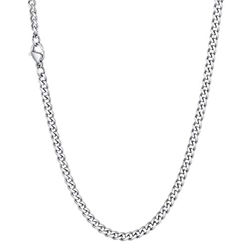 Richsteel Collar Corto Boys Necklace Cadena Cubana Mujer Hip Hop Collar eslabon 3mm Ancho 46cm Largo, Gratis Caja de Regalo