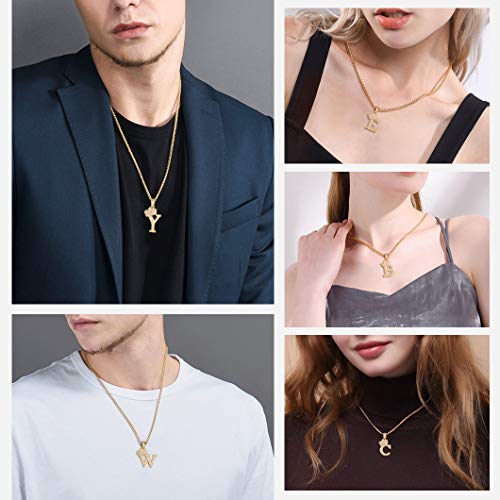 Richsteel Collar Inicial Oro Colgante Iniciales g Cadena con Letras Hombre Chicos Regalo