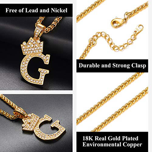 Richsteel Collar Inicial Oro Colgante Iniciales g Cadena con Letras Hombre Chicos Regalo