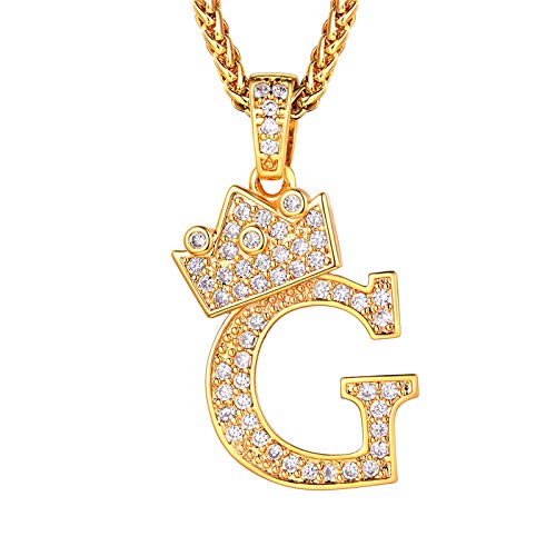 Richsteel Collar Inicial Oro Colgante Iniciales g Cadena con Letras Hombre Chicos Regalo