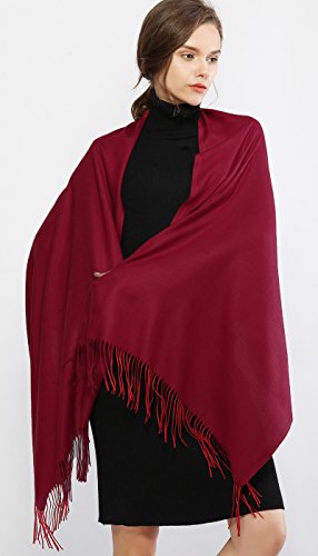 RIIQIICHY Mujer Cachemira Bufanda Pashmina Chal Borgoña Invierno Cálida Grande Larga Suave Manta para Mujeres