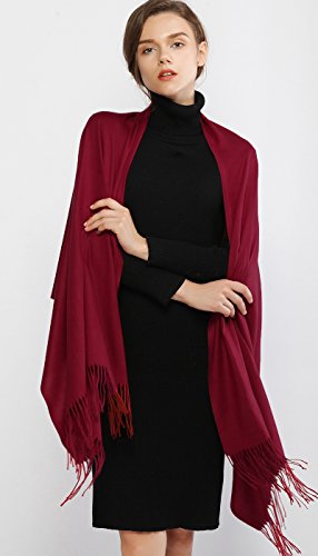 RIIQIICHY Mujer Cachemira Bufanda Pashmina Chal Borgoña Invierno Cálida Grande Larga Suave Manta para Mujeres