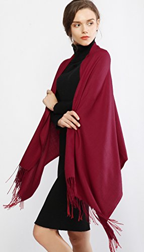 RIIQIICHY Mujer Cachemira Bufanda Pashmina Chal Borgoña Invierno Cálida Grande Larga Suave Manta para Mujeres