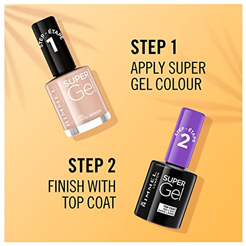 Rimmel London Pack Super Gel, Esmaltes de uñas Tonos 12, 21, 25 y Top Coat