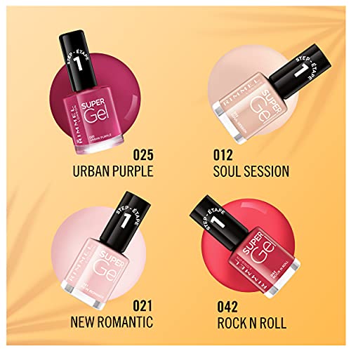 Rimmel London Pack Super Gel, Esmaltes de uñas Tonos 21, 25, 42 y Top Coat