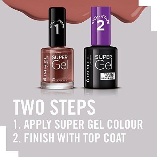 Rimmel London Super Gel por Kate Moss. Conjunto doble, esmalte de uñas, sombra 12 y capa superior de gel.