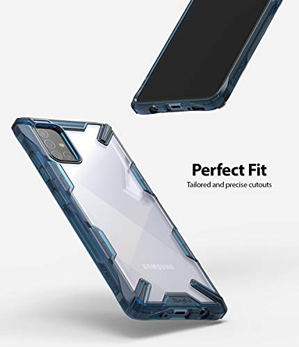 Ringke Fusion-X Compatible con Funda Samsung Galaxy A71 (6,7 Pulgadas), No para Galaxy A71 5G ** Transparente Rigida Carcasa Parachoque TPU Resistente Impactos Funda Negra - Space Blue