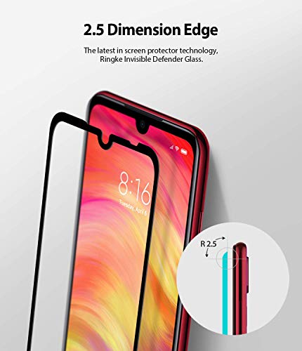 Ringke Invisible Defender Diseñado para Protector Pantalla Redmi Note 7, Protector de Pantalla Redmi Note 7 Pro Alta Definición 9H Dureza Vidrio Templado para Xiaomi Redmi Note 7, Redmi Note 7 Pro