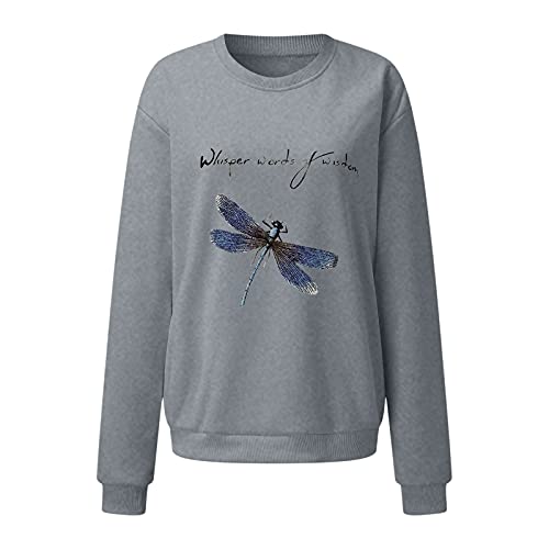 riou Sudaderas Mujer sin Capucha Deporte Otoño Invierno Navidad Lindo Patrón 2022 Largas Fitness Original Sexy Cuello Redondo Deporte Casual Top Shirt Blusas