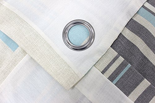 Riva Home Cortinas de Rayas, diseño de Huevo de Pato y Ojales en la Parte Superior, 66 x 72 Pulgadas, Tela, Azul Pastel, 66x72 (168x183cm)