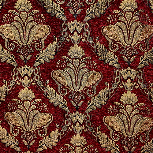 Riva Home Paoletti Shiraz Colcha - Burgundry Rojo Y Oro - Bordado Floral del Damasco Jacquard - Peso Pesado De Tela - 100% Poliéster - 275 X 275Cm (108" X 108" Pulgadas) - Diseñado En El Reino Unido