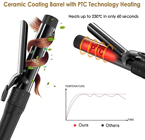 Rizador de Pelo 6 en 1 Profesional,Planchas Rizadoras Multifunción con Pantalla LCD,Temperatura Ajustable,Barras Recambiable,100% Cerámicas de Turmalinas PTC Calentar,no Dañar el Pelo,con Guante