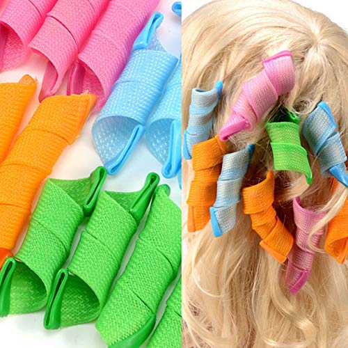 Rizadores de Pelo en Espiral Mágicos de 18 Piezas, Rulos Manuales, Rulos Mágicos, Rulos en Espiral Rulos Mágicos con 2 Gganchos para Peinar