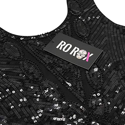 Ro Rox Coco Vestido de la Aleta Fiesta 1920 Great Gatsby Peaky Blinders (44, Negro)