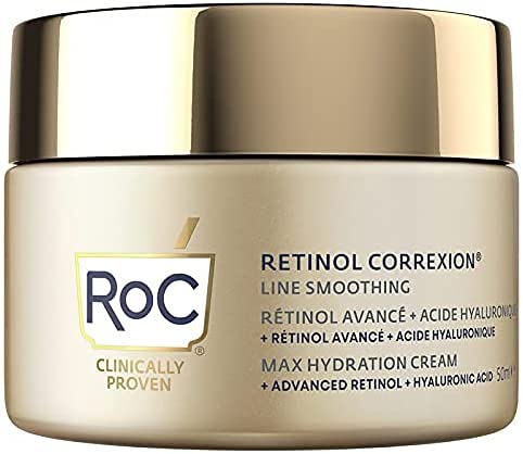 RoC - Retinol Correxion Line Smoothing Max Daily Hydration - Hidratante facial intensivo antiarrugas y antienvejecimiento - con ácido hialurónico - 50 ml