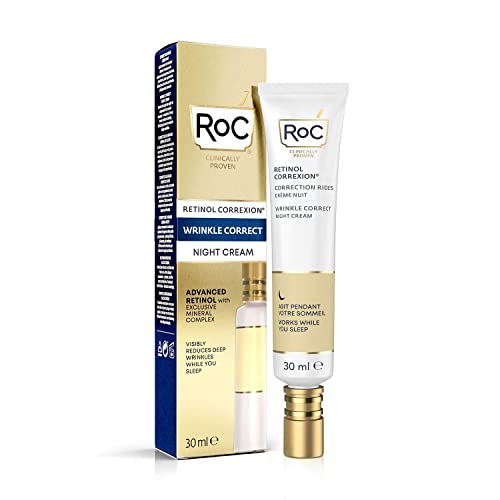 RoC - Retinol Correxion Wrinkle Corrext Crema de Noche - Antiarrugas y Antiedad - Con Retinol y Complejo Mineral Exclusivo - 30 ml