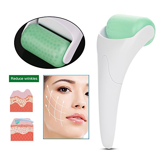 Rodillo de hielo facial, reafirmante de belleza, dispositivo de masaje Icewheel, rodillo de belleza, terapia de frío, calma la piel, rodillo de piel con gel refrigerante para masaje(blanco + verde)