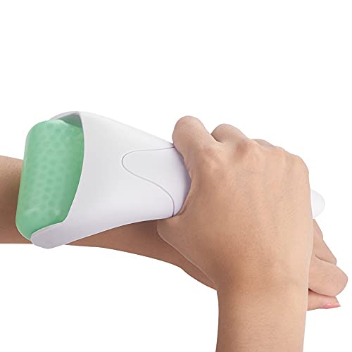 Rodillo de hielo facial, reafirmante de belleza, dispositivo de masaje Icewheel, rodillo de belleza, terapia de frío, calma la piel, rodillo de piel con gel refrigerante para masaje(blanco + verde)