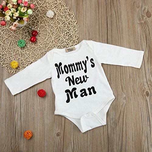 Ropa Bebe Niño Invierno Otoño Fossen Bebé Recién Nacido Niño Monos Tops de 'Mommy's New Men '+ Patrón de Barba Pantalones Largos + Sombreros Ropa para 0 a 18 Meses (0-3 Meses, Blanco)