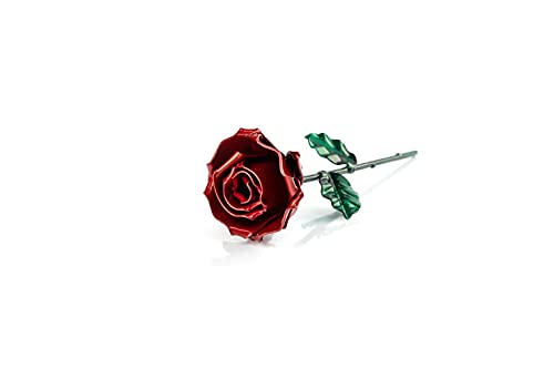 Rosa Eterna de Hierro Forjado - Forjada a Mano (Roja/Verde)