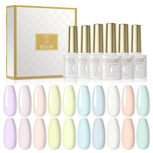 ROSALIND Esmaltes Semipermanentes Pastel De Uñas Colores del Dulces en Gel UV 10pcs Kit De Pintauñas Semipermanentes 6ml Macaron Regalo San Valentin Manicure Kit Pintauñas Gel