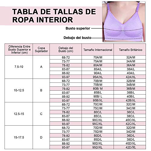 Rovtop 3 PCS Sujetador de Lactancia para Mujer de Sujetador de Maternidad sin Costuras Hebilla Acolchada y Extendida (M)