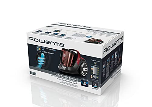 Rowenta Silence Force Cyclonic Animal Care RO7260 - Aspiradora sin bolsa con cabezal de 2 posiciones, deslizamiento adecuado ergonómica, depósito de suciedad de 2.5 l, 5 accesorios
