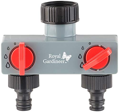 Royal Gardineer Distributore di tubi: Distributore d'acqua regolabile a 2 Vie per l'irrigazione del giardino (Distributore d'acqua giardino)