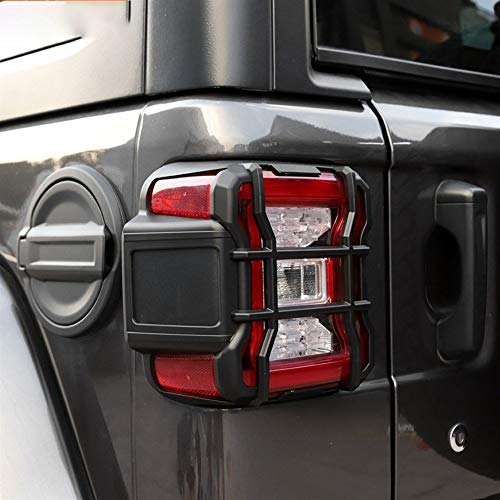 ROYAL STAR TY Campanas de la lámpara de Cola Jeep Wrangler JL Coche Cubierta de la luz Trasera Protectores de Faros Protector Accesorios for Jeep Wrangler JL 2018 hasta (Color : B Black)