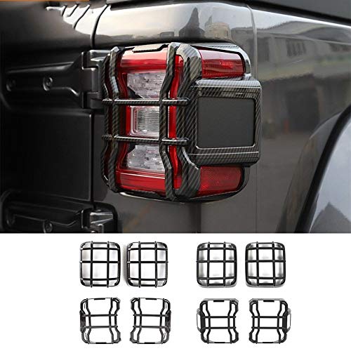ROYAL STAR TY Campanas de la lámpara de Cola Jeep Wrangler JL Coche Cubierta de la luz Trasera Protectores de Faros Protector Accesorios for Jeep Wrangler JL 2018 hasta (Color : B Black)
