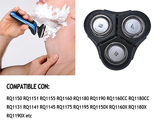 RQ11 Cuchilla de Afeitar de Repuesto Compatible con Phi-lips Norelco RQ11 Sensotouch 2D - Cabezales de Afeitado de Recambio Poweka Compatible con Phi-lips Maquinilla de Afeitar