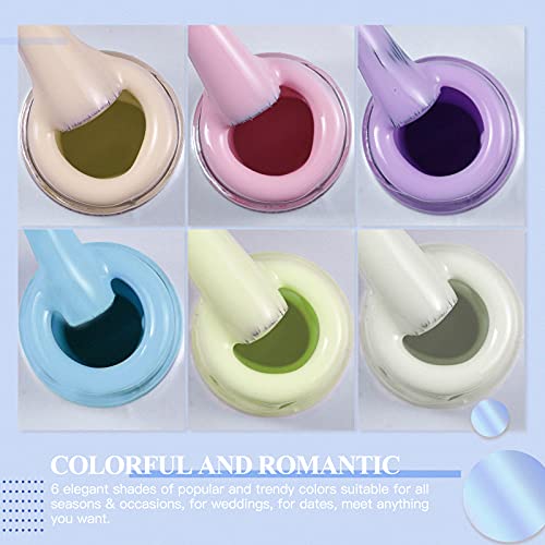 RSTYLE Esmaltes Permanentes para Uñas, Esmaltes Semipermanentes Pastel 6 Colores Pintauñas Kit Gel Nail Polish Soak Off UV LED para Manucira Profesional Macaron 5ml