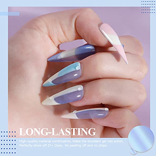 RSTYLE Esmaltes Permanentes para Uñas, Esmaltes Semipermanentes Pastel 6 Colores Pintauñas Kit Gel Nail Polish Soak Off UV LED para Manucira Profesional Macaron 5ml