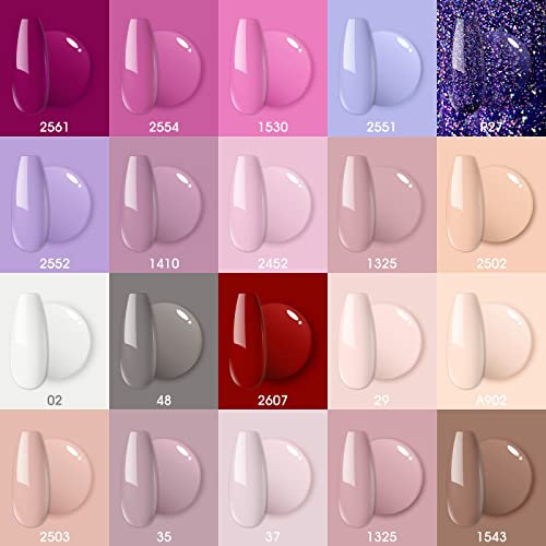 RSTYLE Esmaltes Semipermanentes, 20 Colores Esmaltes Pintauñas Permanentes para Uñas Kit Gel Nail Polish Set Esmaltes en Gel Manicura Soak off UV LED 5ml Morada