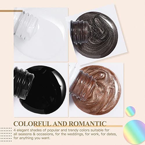 RSTYLE Esmaltes Semipermanentes, 4 Colores Esmaltes Pintauñas Permanentes para Uñas Kit Gel Nail Polish Set Esmaltes en Gel Manicura Soak off UV LED 5ml Negro
