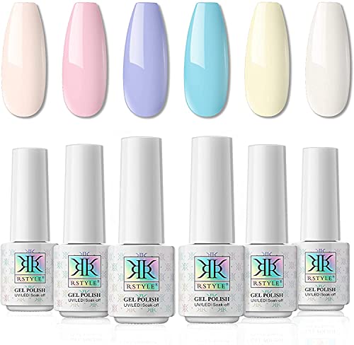 RSTYLE Pintauñas Semipermanente Macaron, 6 Colores Esmaltes en Gel Uñas UV LED Pintauñas Permanente Kit de Regalo Soak Off Manicura Colores De La Mezcla Set 5ML