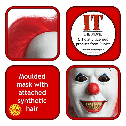 Rubies 68544 - Máscara oficial de Pennywise It The Movie para adultos con payaso para el pelo (tamaño único)