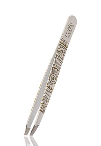 Rubis Pinzas oblicuas – Pinzas profesionales para cejas, mandala dorada