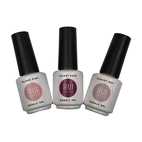Rui Smiths Set de Gel Peel-Off Semanal con 3 Colores. Formulación única de un Solo Paso, de Alto Brillo, sin 9 químicos nocivos. Mezclado en Singapur.